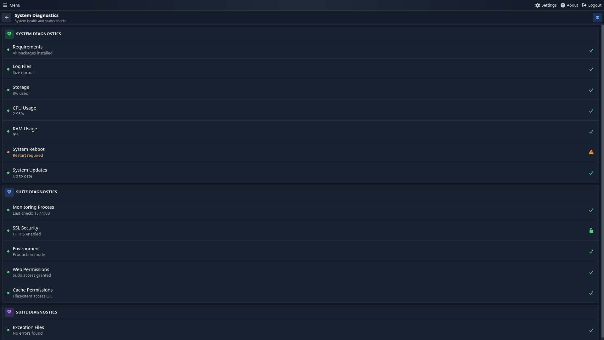 Diagnostics component